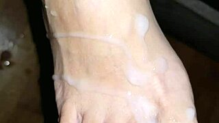 creamy footjob toes get blasted with hot cum explosion