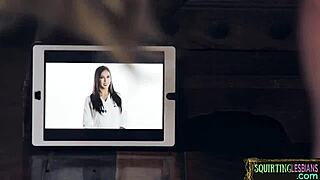 two glamorous lesbian babes drench the floor with intense squirting orgasms