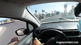 Street Babe Trades Cream for Huge Tit Suck