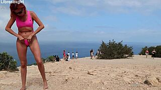 Naked flashing my shaved pussy outdoors!