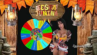 Country girl emanuelly raquel plays sexy twerk game with cameltoe footjob