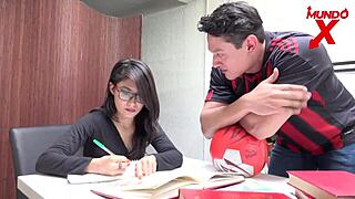 Classmates Sneak Library Fuck with Squirting Finish 📚