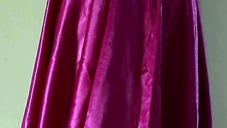 Super hot bali girl masturbates in purple silk satin dress