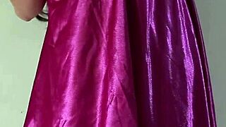 Super hot bali girl masturbates in purple silk satin dress