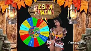 Country girl emanuelly raquel plays sexy twerk game with cameltoe footjob