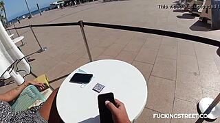 Street Babe Trades Cream for Huge Tit Suck