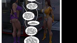 female muscles explode in superhero growth transformation comic