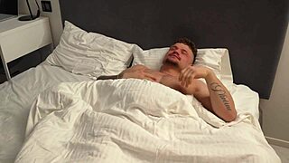 Brunette's white panties stained by big cock creampie on kitchen counter