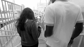 pregnant slut DROPS to knees SUCKING big black cock OUTDOORS in daylight