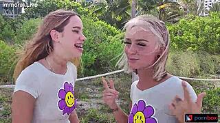 cuckold sugardaddy stares as chloe temple's shaved pussy takes double vaginal creampie in wild foursome