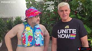 cuckold sugardaddy stares as chloe temple's shaved pussy takes double vaginal creampie in wild foursome