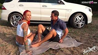 german redhead roadside helper begs creampie deep inside outdoors