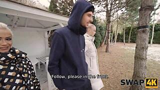 Forest hike turns raw threesome pounding two latinas cuckold watches