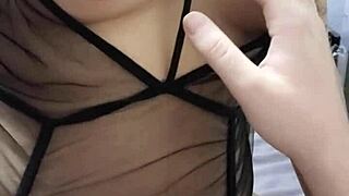 Petite Asian Teases Nipples in Lingerie Before Hardcore Fuck