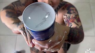 neighbor's whipped cream blowjob turns wildly messy and sticky everywhere