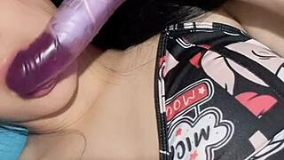 Japanese girl masturbates intensely until she squirts everywhere