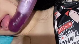 Japanese girl masturbates intensely until she squirts everywhere