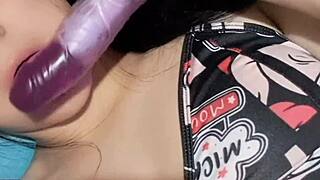 Japanese girl masturbates intensely until she squirts everywhere