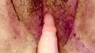 plump hairy vixen teases with big toys in wet frenzy