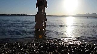 Voyeurs Watch Big Booty Wife Bent Over Beach Pounding