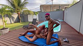 Big Ass Brazilian Slut Craves Rough Double Bareback Pounding