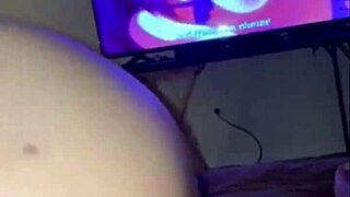 got a toy stuffed in her ass while cock pounds pussy