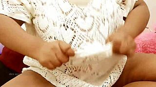 Desi Indian College Coed Flashes Tight Pussy