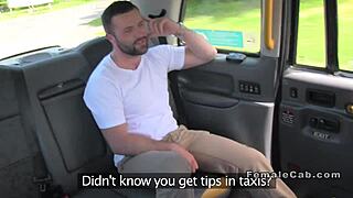Hey, free ride in fake taxi turns into backseat blowjob fuck fest