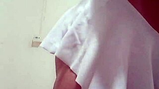 Chubby brazilian amateur rides dildo front and back before screaming orgasm