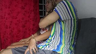 i film sexy colombian stroking my cock on couch then cum doggy on ass