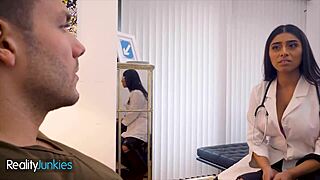 busty nurse rides patient then gets tit jizzed