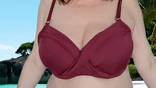 hot granny's huge tits bounce teasing in skimpy bikini!