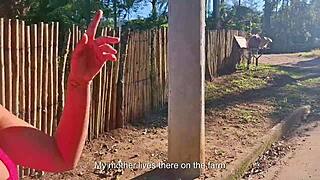 spotted a blonde country milf in leggings on the street, dragged her to the forest for wild outdoor fun