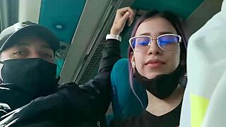 latina sneaks deep blowjob on public bus adventure