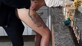 she tries eating breakfast but gets bent over for creampie pounding