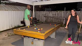 samantha loses pool game teasing long bbc deep inside her milf pussy