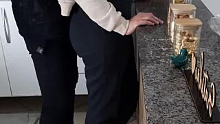 she tries eating breakfast but gets bent over for creampie pounding
