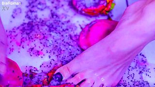 bare toes crush juicy fruit with raw emotion