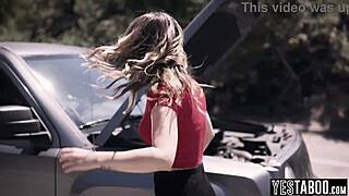 stranded blonde milf's hairy pussy aches for big cock pounding outdoors in ecstasy