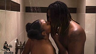 Real shower sex she takes big black cock doggystyle perfectly
