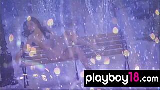 Hey, watch this hot big-titted latina sasckya porto strip on snowy bench