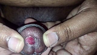 Massive cock close-up foreskin play and peehole tease with huge cumshot!