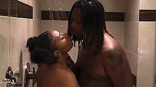 Real shower sex she takes big black cock doggystyle perfectly