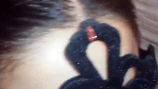 Neighbor catches brunette masturbating with toys then surprises her intimately