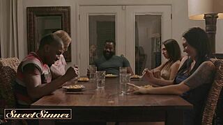 Tyler pounds Sara Luvv's shaved pussy in forbidden doggystyle heat