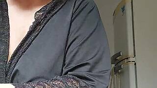 Brazilian BBW latina with big natural tits cooks nude on beach