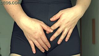 juicy latina cameltoe tease in tight gym shorts