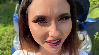 Bitch fixes car by deepthroating and riding cock instead