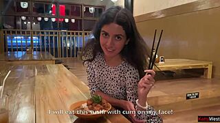 i suck cock in sushi bar toilet then eat cum rolls on face