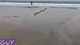 Ebony wife boldly flashes pussy at beach house